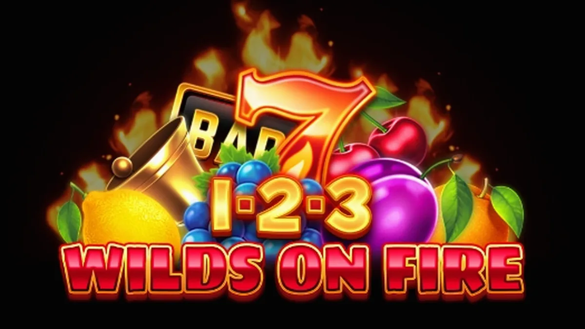 Tampilan visual slot 1-2-3 Wilds on Fire dengan simbol buah dan api